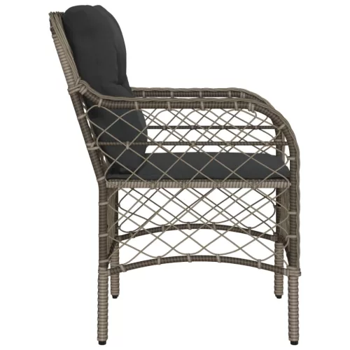  2 db szürke polyrattan kerti szék párnával