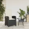  fekete polyrattan dönthető kerti szék párnával