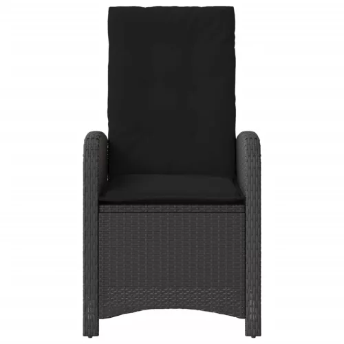  fekete polyrattan dönthető kerti szék párnával