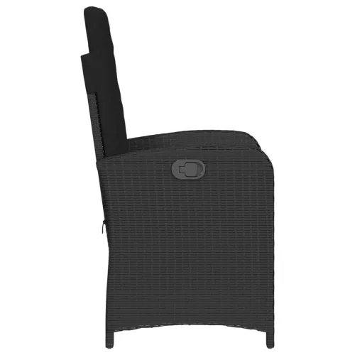  fekete polyrattan dönthető kerti szék párnával