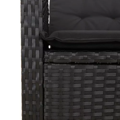  fekete polyrattan dönthető kerti szék párnával