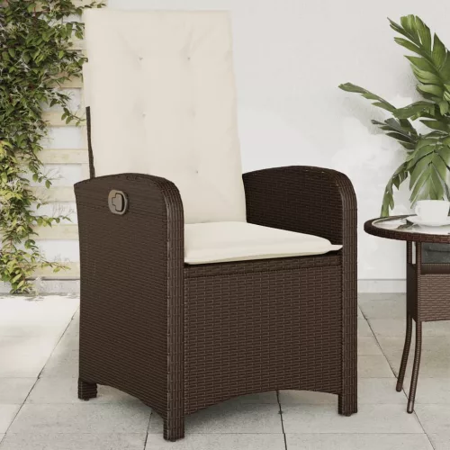  barna polyrattan dönthető kerti szék párnákkal
