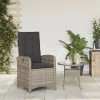  szürke polyrattan dönthető kerti szék párnákkal