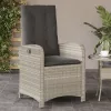  világosszürke polyrattan dönthető kerti szék párnával