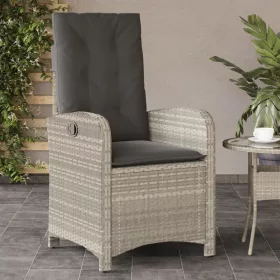    világosszürke polyrattan dönthető kerti szék párnával
