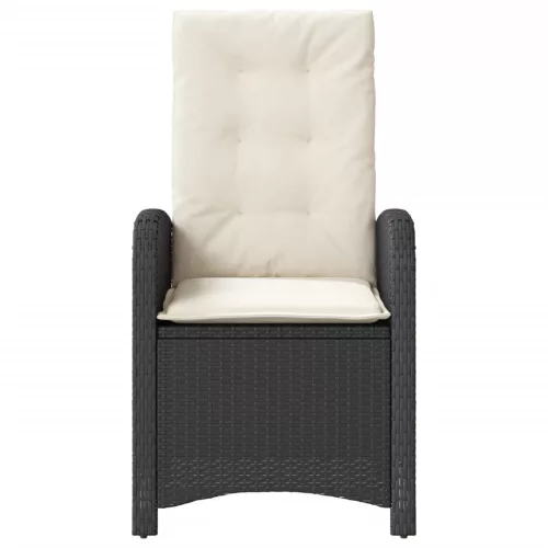  2 db fekete polyrattan dönthető kerti szék párnával