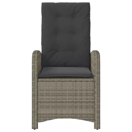  2 db szürke polyrattan dönthető kerti szék párnákkal