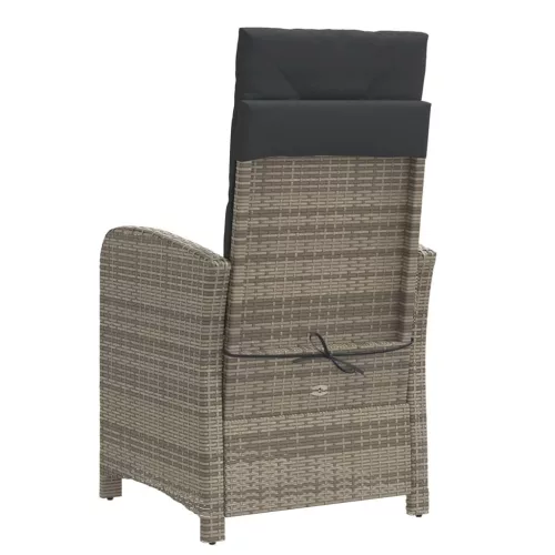  2 db szürke polyrattan dönthető kerti szék párnákkal