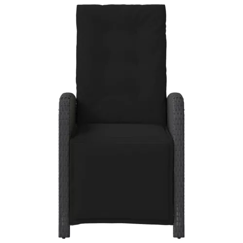  fekete polyrattan dönthető kerti szék lábtartóval