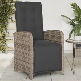  szürke polyrattan dönthető kerti szék lábtartóval