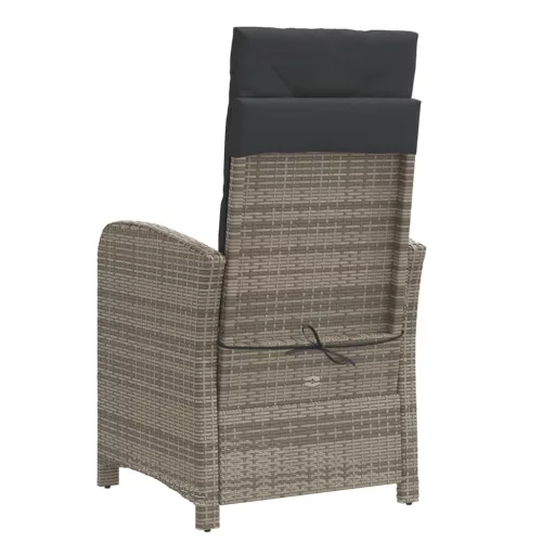  szürke polyrattan dönthető kerti szék lábtartóval
