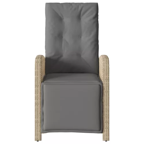  vegyes bézs polyrattan dönthető kerti szék lábtartóval