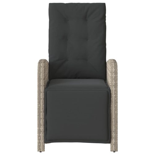  világosszürke polyrattan dönthető kerti szék lábtartóval