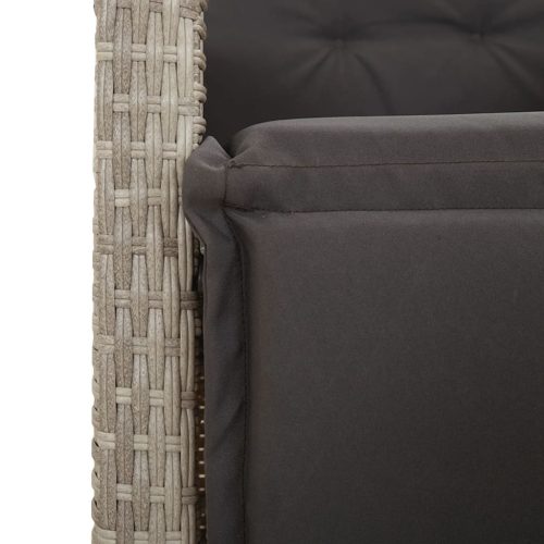  világosszürke polyrattan dönthető kerti szék lábtartóval