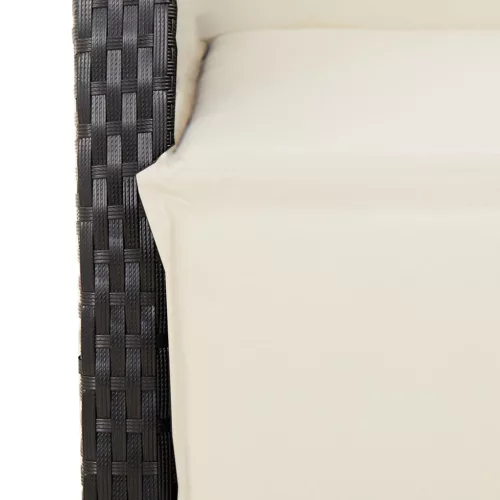  2 db fekete polyrattan dönthető kerti szék lábtartóval