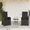  2 db fekete polyrattan dönthető kerti szék lábtartóval