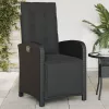  2 db fekete polyrattan dönthető kerti szék lábtartóval