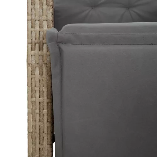  2 db vegyes bézs polyrattan dönthető kerti szék lábtartóval