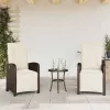  3 részes barna polyrattan bisztrógarnitúra párnákkal