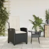  fekete polyrattan dönthető kerti szék párnával
