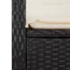  fekete polyrattan dönthető kerti szék párnával