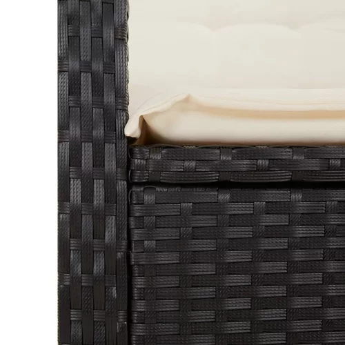  fekete polyrattan dönthető kerti szék párnával