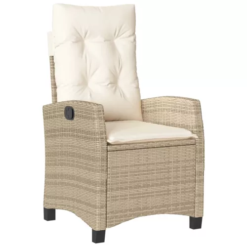  bézs polyrattan dönthető kerti szék párnákkal