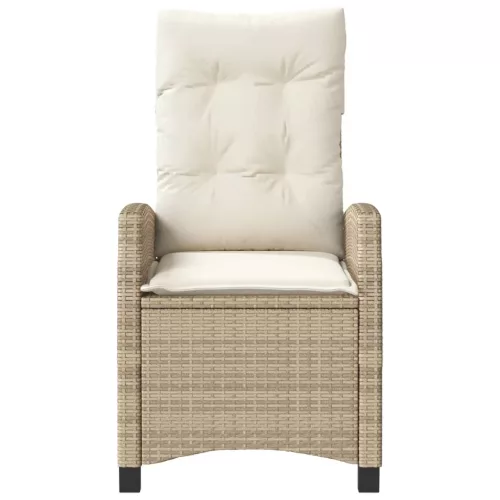  bézs polyrattan dönthető kerti szék párnákkal