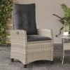  világosszürke polyrattan dönthető kerti szék párnával