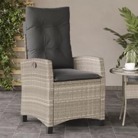    világosszürke polyrattan dönthető kerti szék párnával