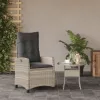  világosszürke polyrattan dönthető kerti szék párnával