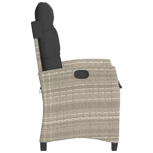  világosszürke polyrattan dönthető kerti szék párnával