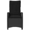  2 db fekete polyrattan dönthető kerti szék párnával