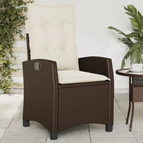  2 db barna polyrattan dönthető kerti szék párnákkal