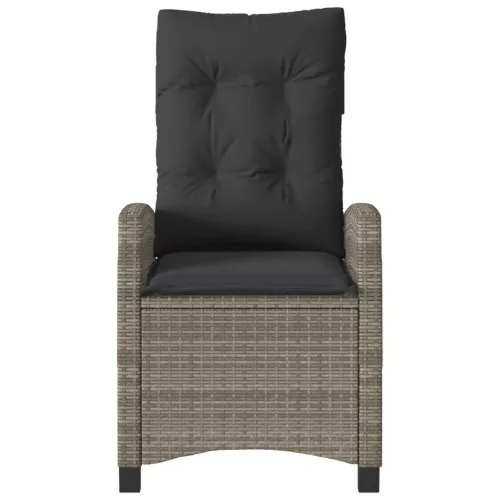  2 db szürke polyrattan dönthető kerti szék párnákkal