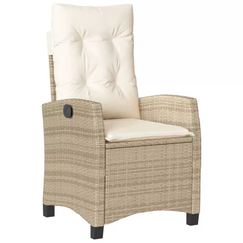  2 db bézs polyrattan dönthető kerti szék párnákkal