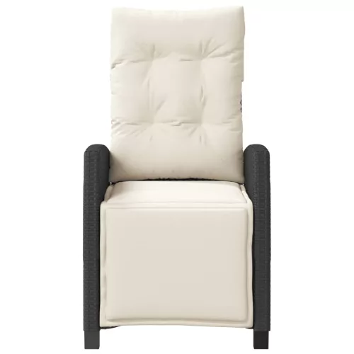  fekete polyrattan dönthető kerti szék lábtartóval