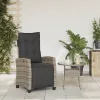  szürke polyrattan dönthető kerti szék lábtartóval