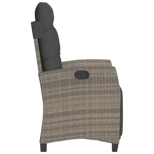  szürke polyrattan dönthető kerti szék lábtartóval