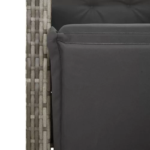  szürke polyrattan dönthető kerti szék lábtartóval