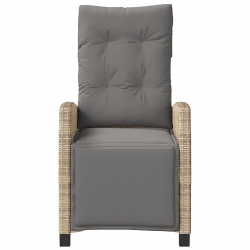  vegyes bézs polyrattan dönthető kerti szék lábtartóval