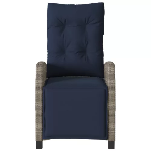  szürke polyrattan dönthető kerti szék lábtartóval