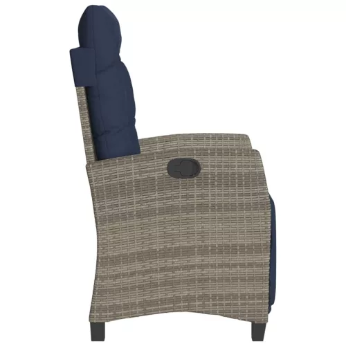  szürke polyrattan dönthető kerti szék lábtartóval