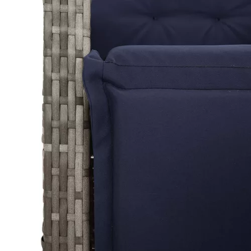  szürke polyrattan dönthető kerti szék lábtartóval