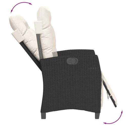  2 db fekete polyrattan dönthető kerti szék lábtartóval