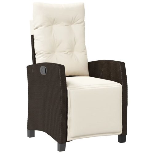  2 db barna polyrattan dönthető kerti szék lábtartóval