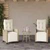  3 részes bézs polyrattan bisztrógarnitúra párnával