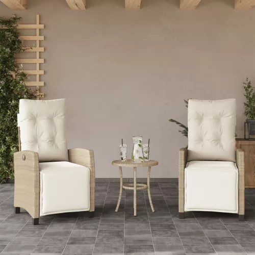  3 részes bézs polyrattan bisztrógarnitúra párnával
