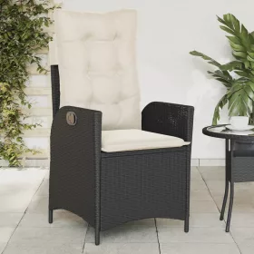  fekete polyrattan dönthető kerti szék párnával