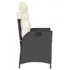  fekete polyrattan dönthető kerti szék párnával